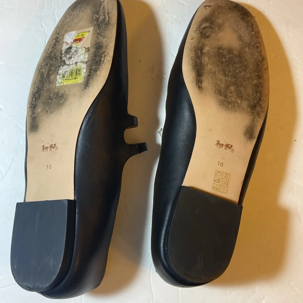 Coach Winley Double Buckle Mary Jane Ballet Flats Black Leather 10B Vietnam - Picture 6 of 8